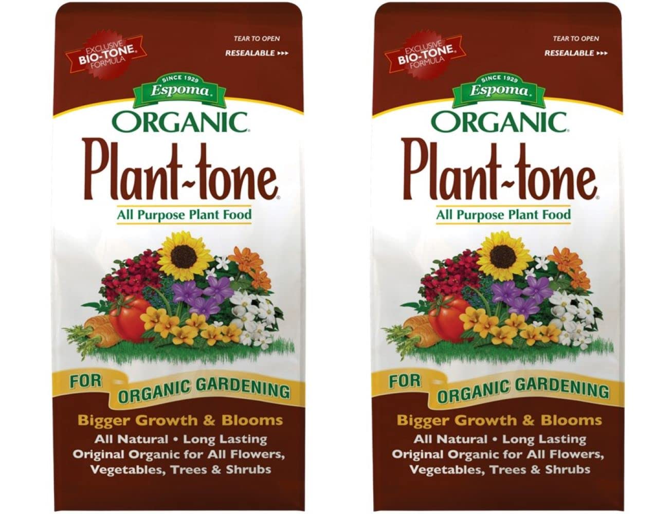 Espoma Organic Plant-Tone 5-3-3 Natural & Organic All Purpose Plant Food, 4 lb. Bag, Organic Fertilizer for All Flowers, Vegetables, Trees