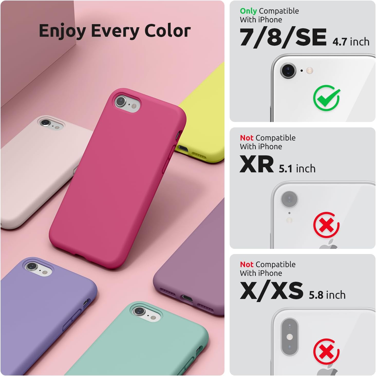 SURPHY Designed for iPhone SE Case, iPhone 8 Case, iPhone 7 Case, Liquid Silicone Phone Case for iPhone se 3rd 2nd SE 2022 SE 2020, Blue