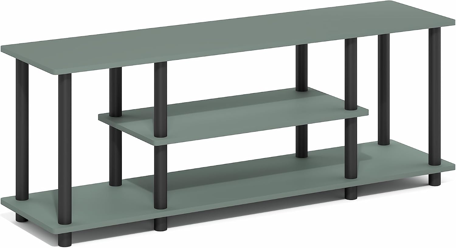 Furinno Turn-N-Tube No Tools 3D 3-Tier Entertainment TV Stand up to 50 inch TV, Round Tubes, French Oak Grey/Black | for TV up to 50 Inch, Open Frame Rectangular Entertainment Center with Storage Shelf, TV Console, for Living Room, Bedroom