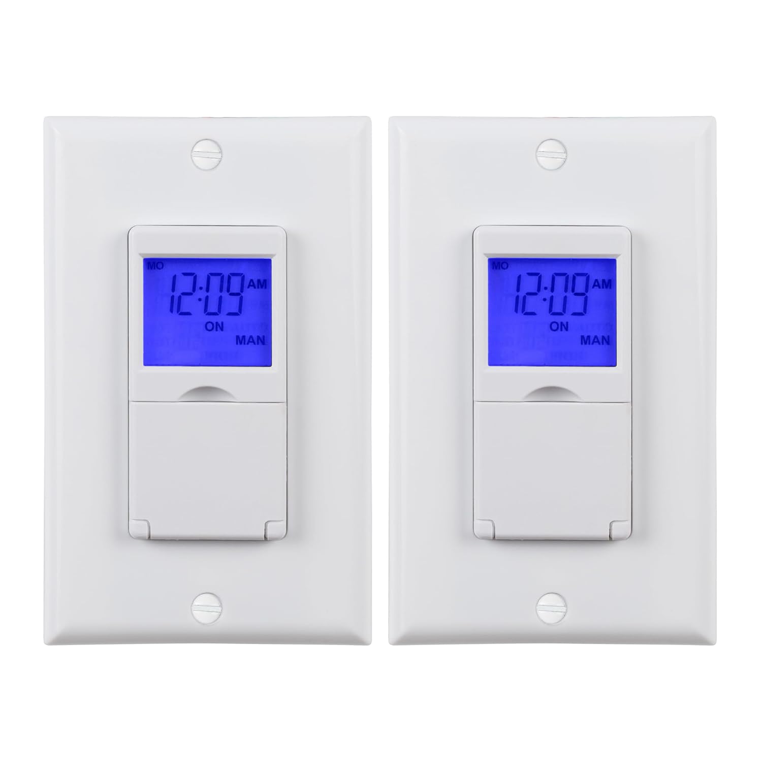 BN-LINK 7 Day Programmable in-Wall Digital Timer Switch for Lights, Fans | 18 ON/OFF Programs, Random/DST Mode, Single Pole or 3 Way Light Switch Timer, 15A/1875W, Neutral Required, No Backlight, ETL