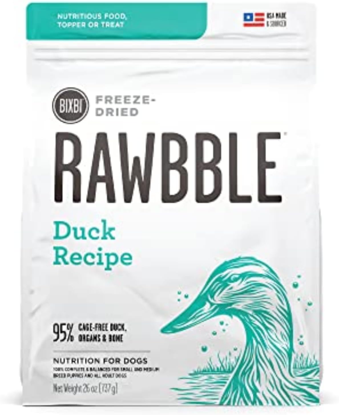 BIXBI Liberty Freeze-Dried Dog Food Topper & Treats, Beef – 98% Meat & Organs, No Refrigeration – USA Made, 26 oz
