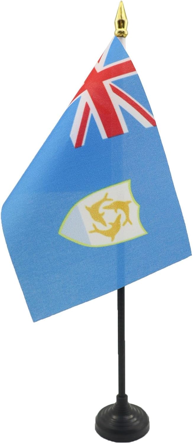 AZ FLAG Nicaragua Table Flag 4x6 in 100D Polyester Plastic Base | Indoor use Nicaraguan 15x10 cm desk flag stitched finish with reinforced edges with plastic pole and gold finial