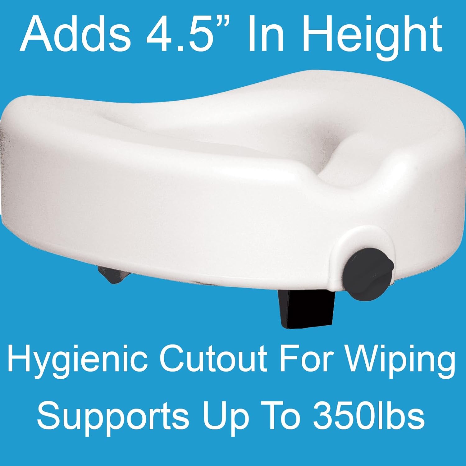 ProBasics Raised Toilet Seat For Seniors With Safety Lock, Round or Elongated Toilets, Secure Locking Mechanism, 4.5" Height, Hygienic Cutout