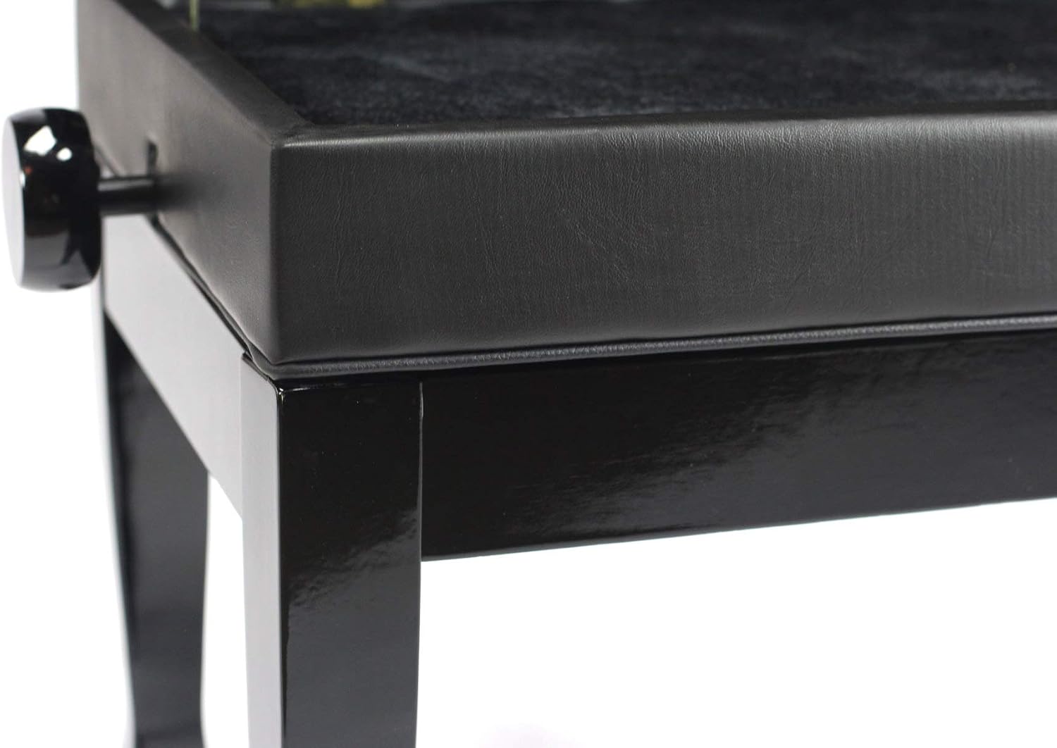 Griffin Genuine Leather Piano Bench, Oversize Duet Black Wood Frame Stool