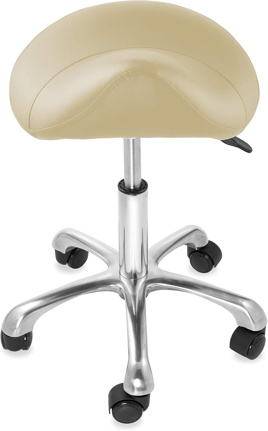 Saloniture Professional Ergonomic Saddle Stool, Black - Adjustable Hydraulic Seat, Rolling Spa Salon, Massage