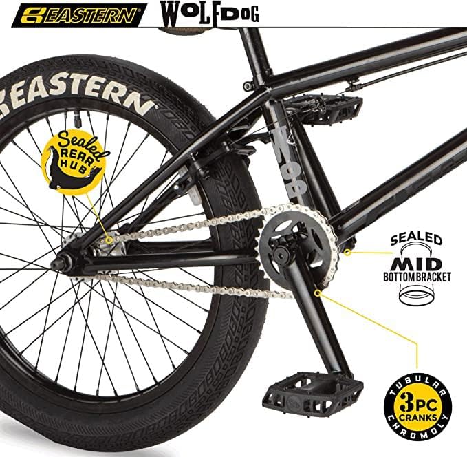 Eastern Bikes Wolfdog BMX Bike, 20-Inch, Full Chromoly Frame (Black)