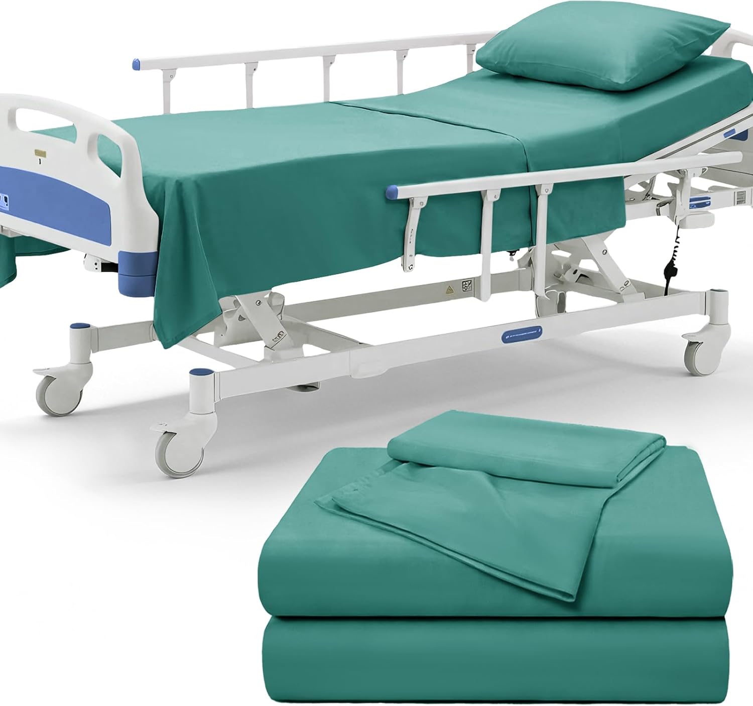 P Pothuiny 6 Piece Hospital Bed Sheet Set, White Brushed Microfiber | Soft Bed Sheets for Home/ Nursing/ Hospital Care Bed , 2 Deep Pocket Fitted Sheet 36"x80"+12", 2 Flat Sheet, 2 Pillowcases
