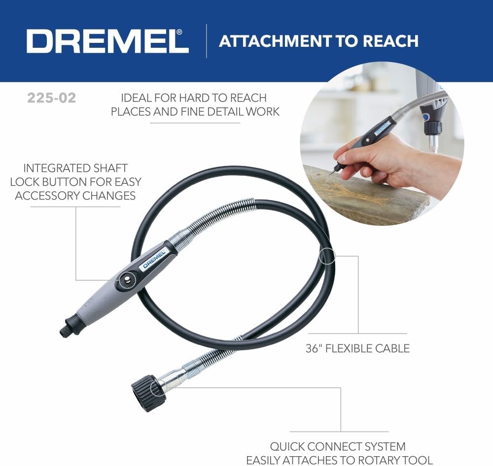 Dremel Flex Shaft Attachment with Comfort Grip and 36" Long Cable - Engraver, Polisher, and Mini Sander for Detail Metal Engraving, Wood Carving