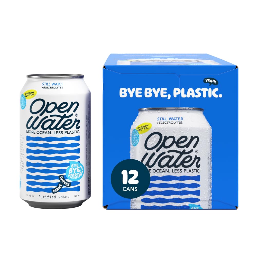 Open Water Still 12oz cans (2 cases, 24 cans) - Sustainable Aluminum Canned Still Water With Electrolytes - 7.0 pH Balanced BPA-Free Ultra-Purified Water