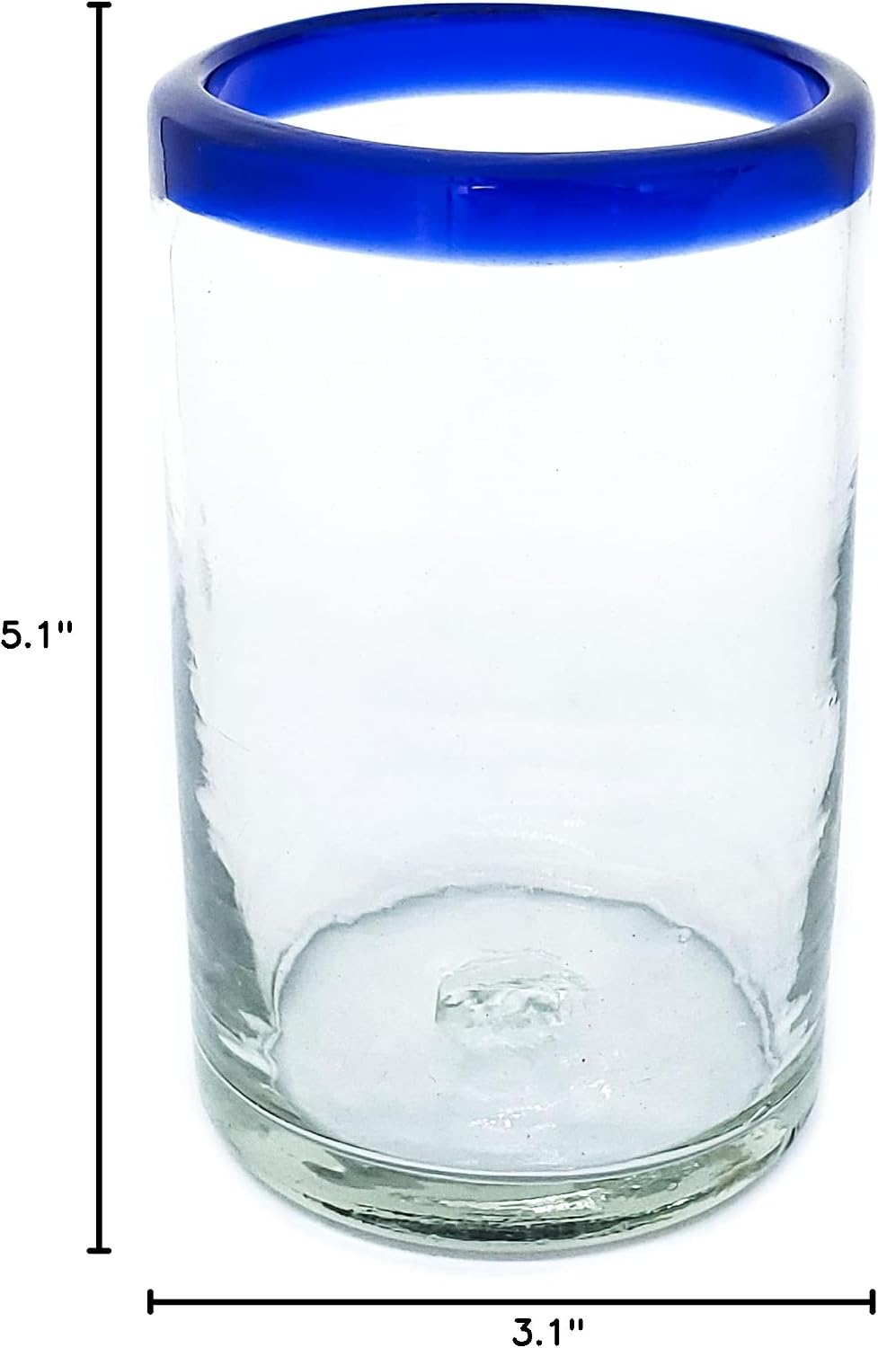 Cobalt Blue Rim 120 oz Pitcher and 6 Drinking Glasses set, Recycled Glass, Lead-free, Toxin-Free (Pitcher & Glasses)
