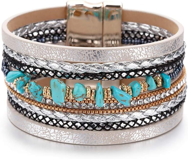 Fesciory Leather Wrap Bracelets for Women, Boho Western Layered Jewelry