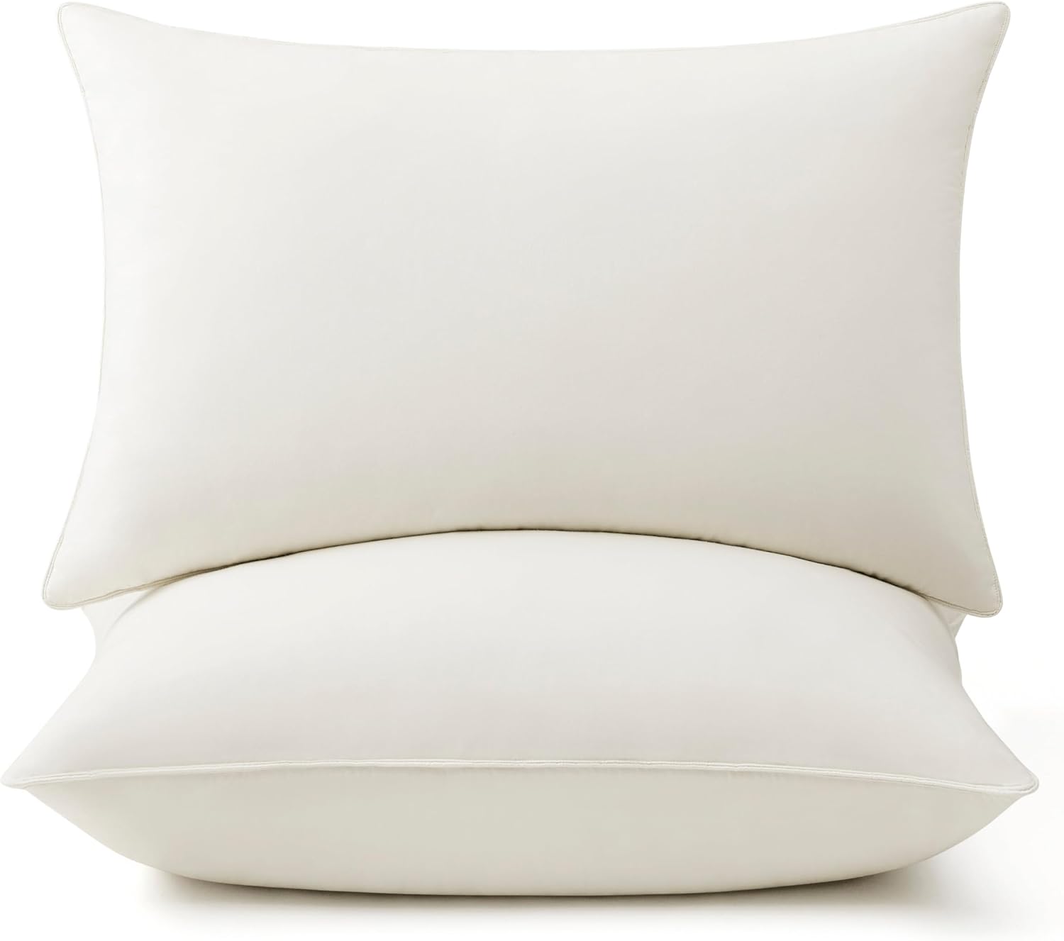 puredown® Goose Feathers and Down White Pillows with 100% Cotton Cover, Bed Sleeping Hotel Collection Pillows Set of 2, Standard Size