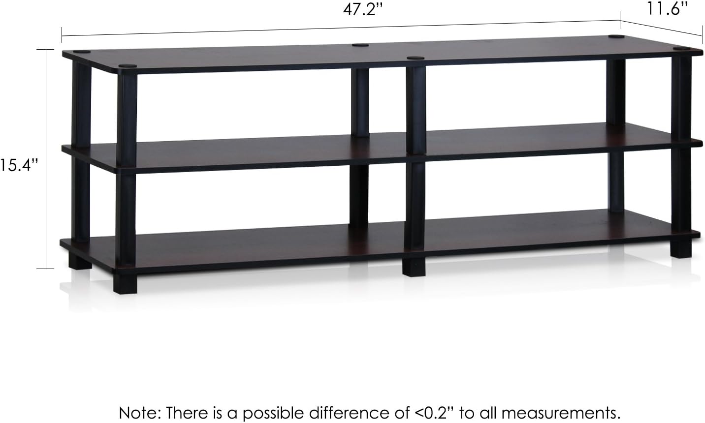 Furinno Turn-S-Tube No Tools 3-Tier Entertainment TV Stands, Dark Cherry and Black