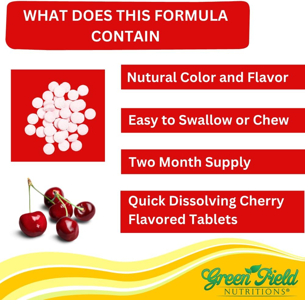 Greenfield Nutritions Halal Vitamin B12 1000mcg - Cherry Flavored Fast Absorption 60 Sublingual B12 Tablets - Natural B12 Halal Vitamins