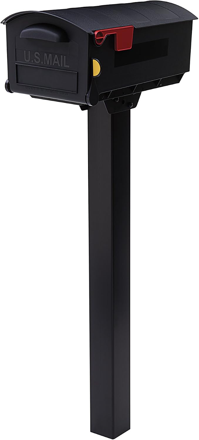 Gibraltar Mailboxes Patriot Large Capacity Rust-Proof Plastic Black, Post-Mount Mailbox, GMB515B01