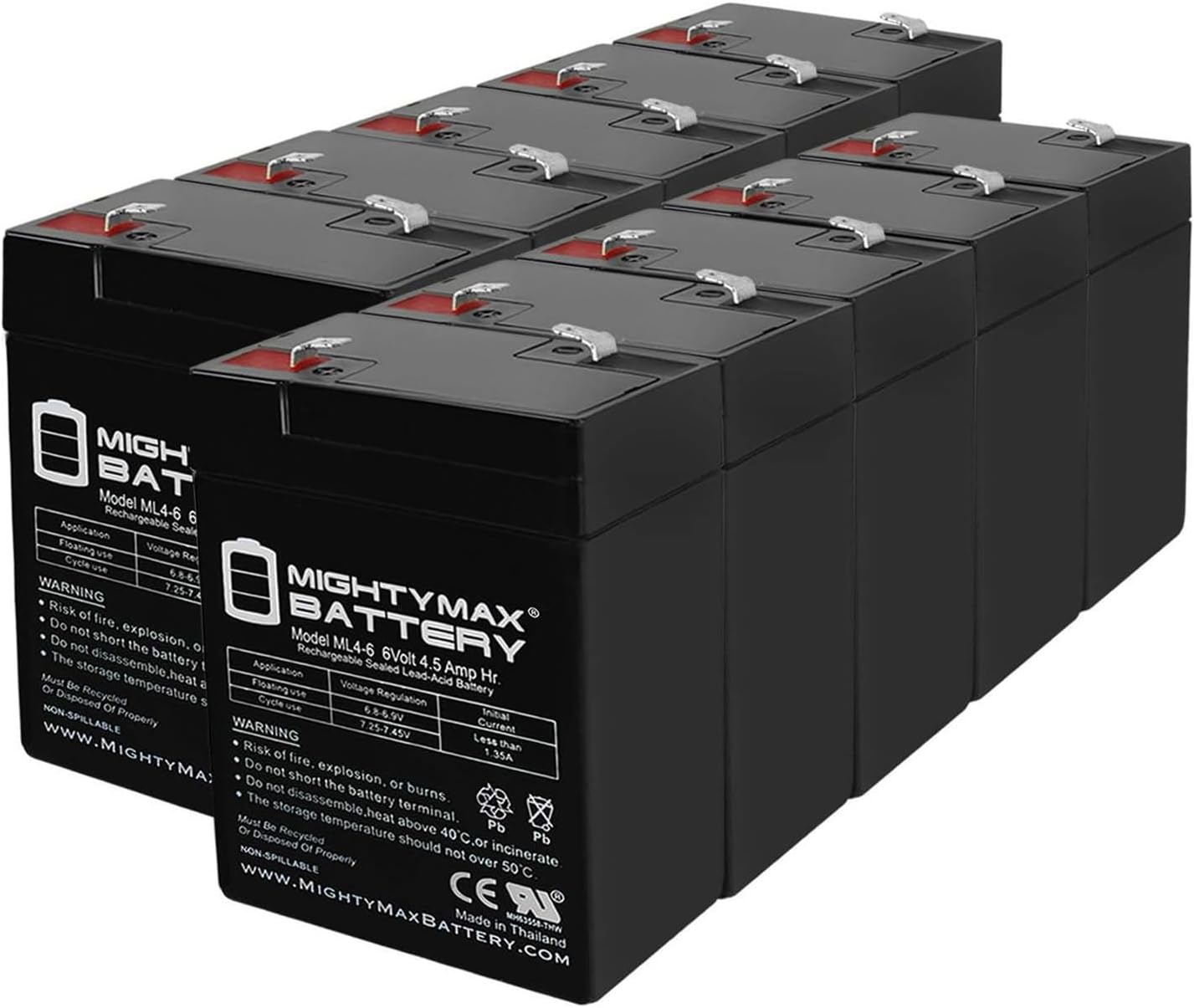 Mighty Max Battery ML4-6 - 6 Volt 4.5 AH, F1 Terminal, Rechargeable SLA AGM Battery