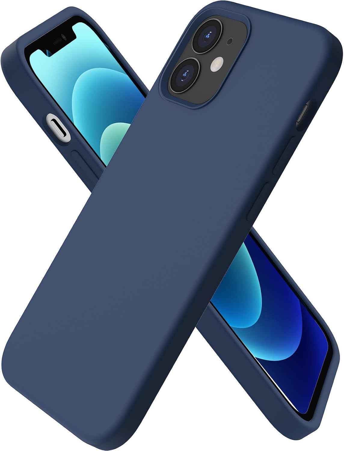 ORNARTO for iPhone 12 Mini Case, Slim Liquid Silicone Cover, Navy Blue