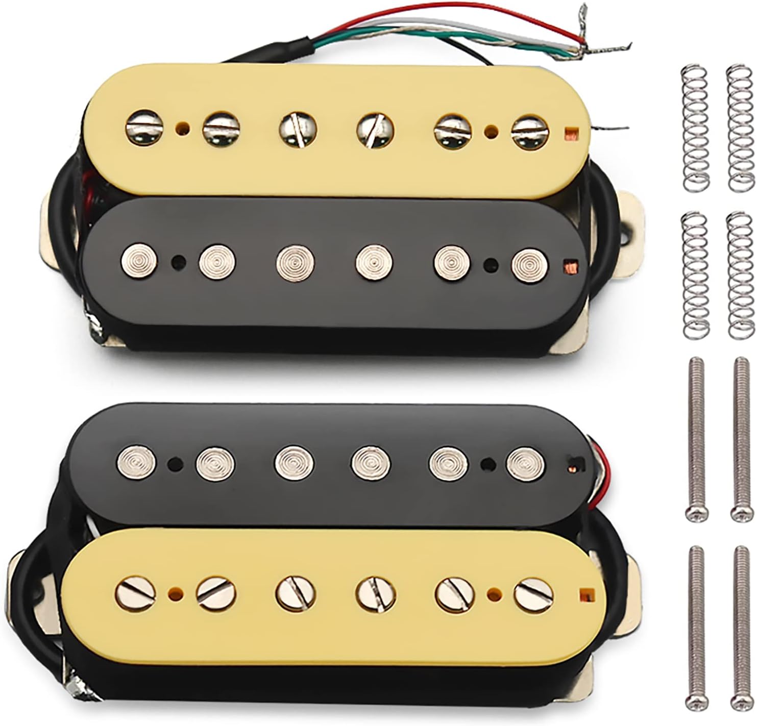 SAPHUE Alnico 5 Humbucker Pickup Double Coil Electric Guitar Pickups Set with Neck and Bridge with Prewired and Screws Parts Accessories Kit Black
