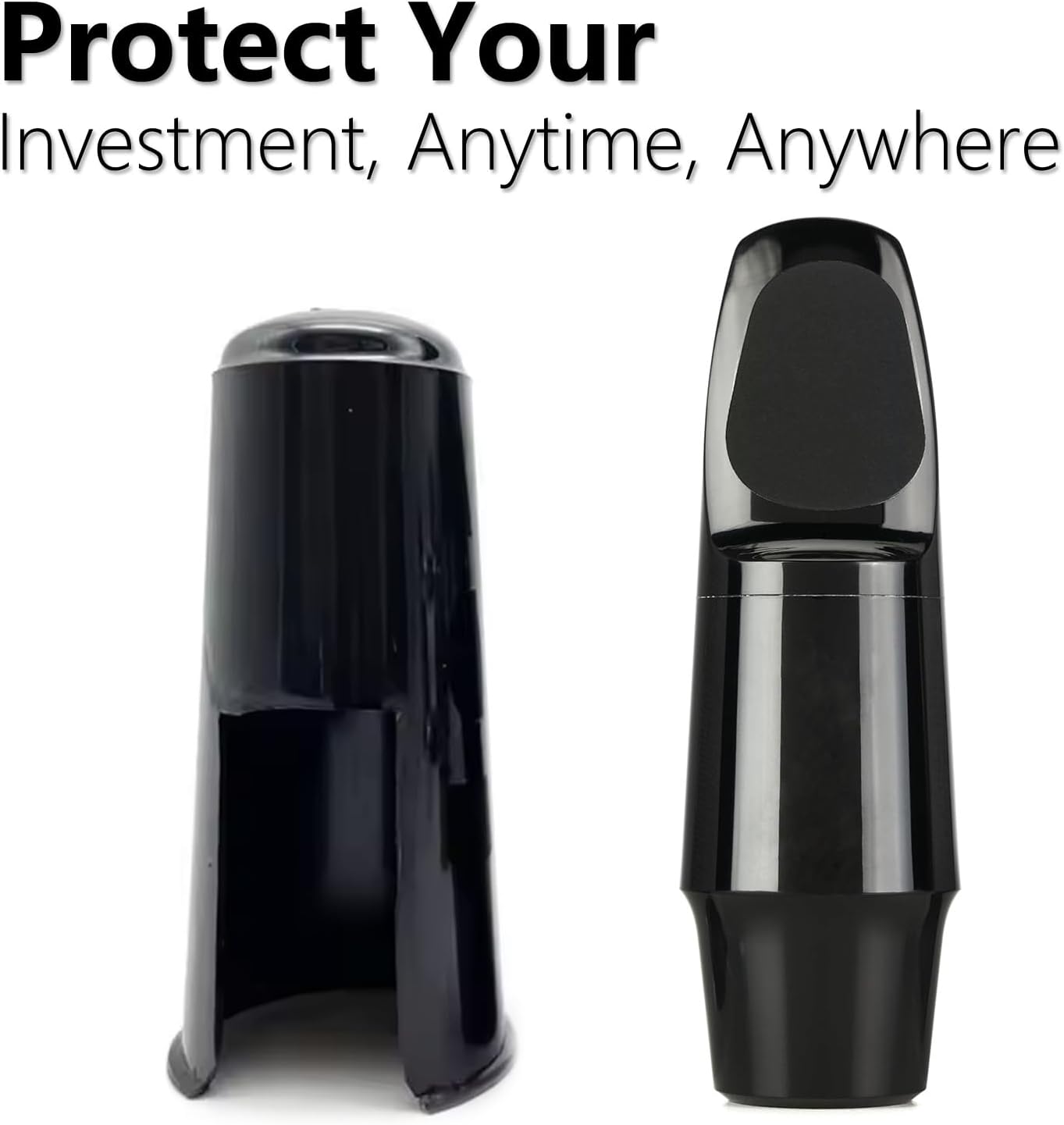 4-Pack Alto Saxophone Clarinet Mouthpiece Cap – Plastic Protective Cover with Ligature Attachment for Reed and Mouthpiece Protection
