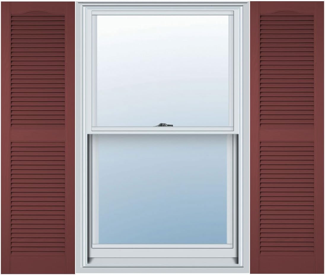 Mid America 00011455002 Standard Size Cathedral Top Center Mullion, Open Louver Vinyl Shutter, w/Installation Shutter-Lok's & Matching Screws (Per Pair), 002, 14 1/2"W x 55"H, Black