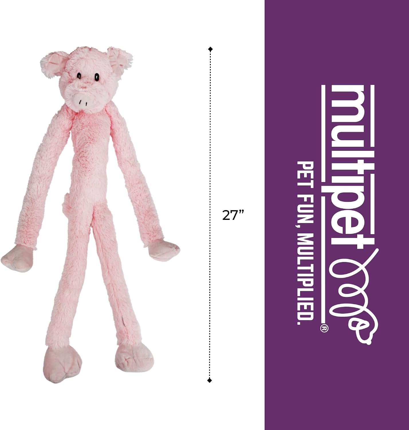 Multipet Swingin' Safari Monkey Dog Plush Toy - Squeaky Dog Toy for All Dogs - Extra Soft Plush Dog Toy - Stuffed Animal Dog Toy for Cuddling & Playing - Cute Dog Pet Toy (27”, Brown, 5 Squeakers)