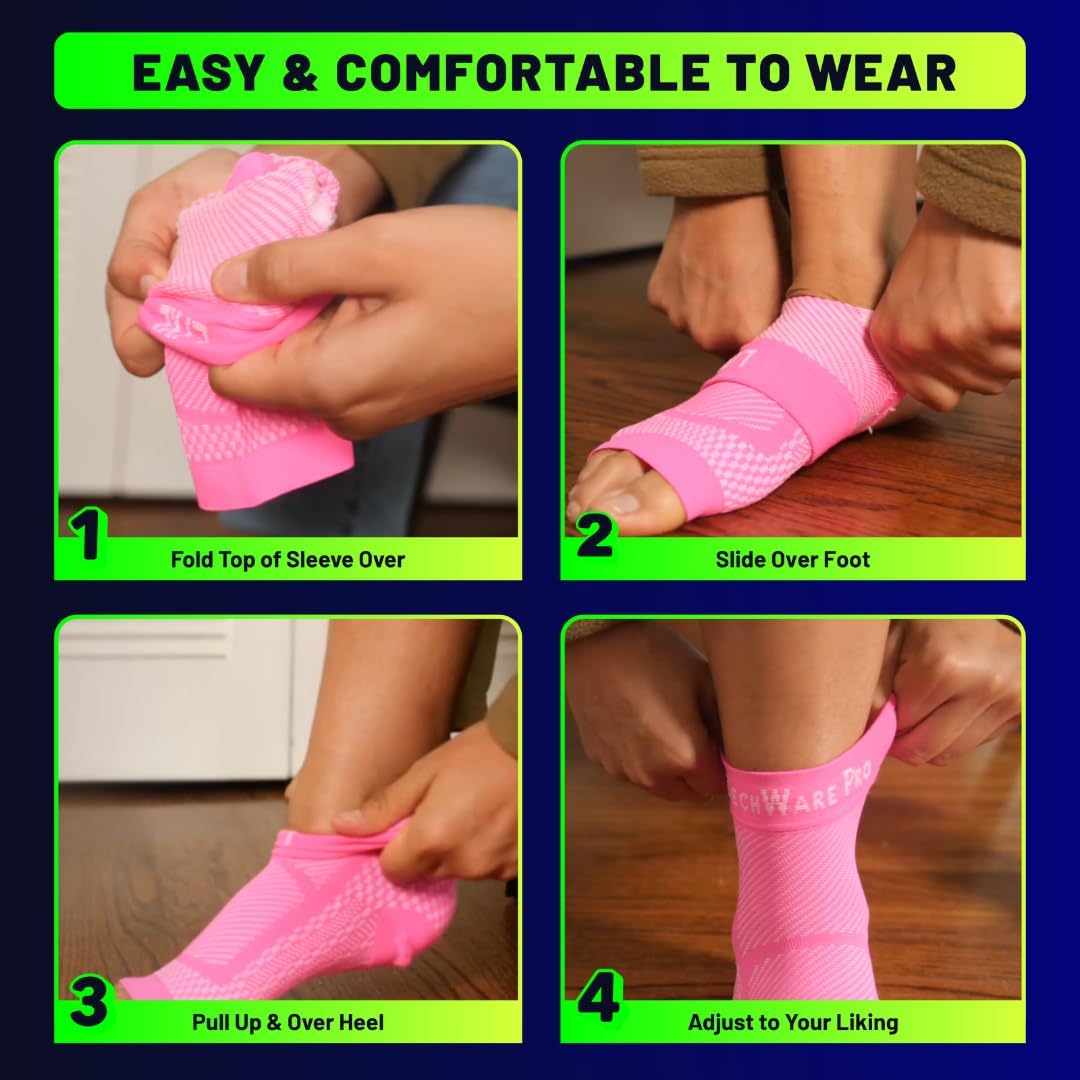 Ankle Brace Compression Sleeve - Plantar Fasciitis Sock. Relieves Achilles Tendonitis. Foot Arch Support Reduces Joint Pain, Swelling & Heel Spur Pain. Injury Recovery Braces for Sports