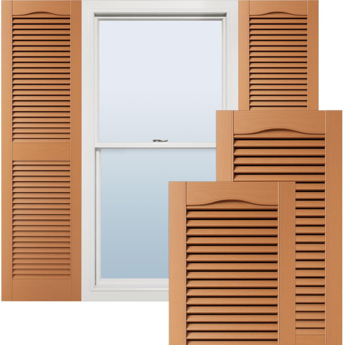 Ekena Millwork Lifetime Vinyl LL1S12X03600BL Standard Cathedral Top Center Mullion, Open Louver Vinyl Shutters, w/Installation Shutter-Lok's & Matching Screws (Per Pair), 12"W x 36"H, Black