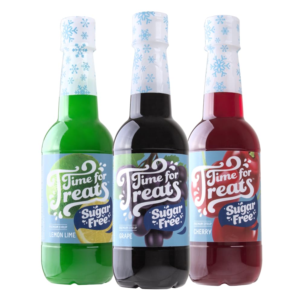 Time For Treats 3-Pack Tropical Punch, Watermelon, Lime Syrup 16.9 Fluid Ounce Per Bottle for Snow Cones, Homemade Sodas, Cocktails, Coffee, Baking and More