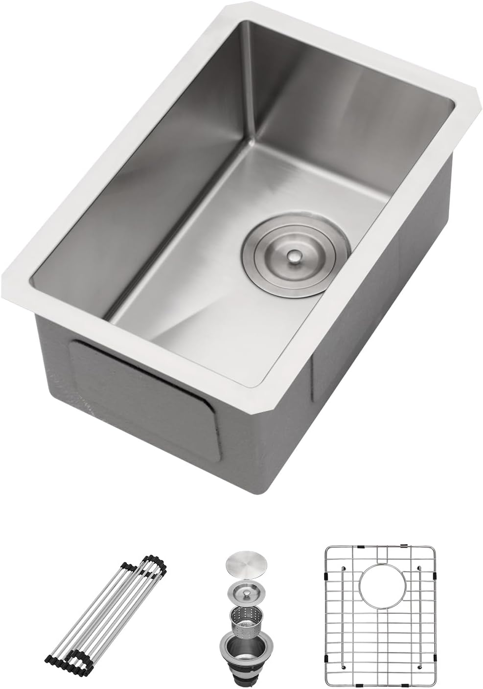 Sarlai 21 Inch Undermount Laundry Sink 21x18x12 Inch Undermount Laundry Utility Sink Deep Single Bowl 16 Gauge Stainless Steel Laundry Tub Sinks