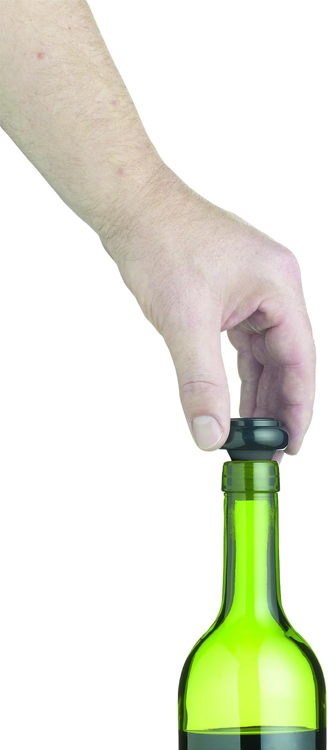 BarCraft Wine Vacuum Pump and Bottle Stoppers Set in Gift Box, 3 Pieces