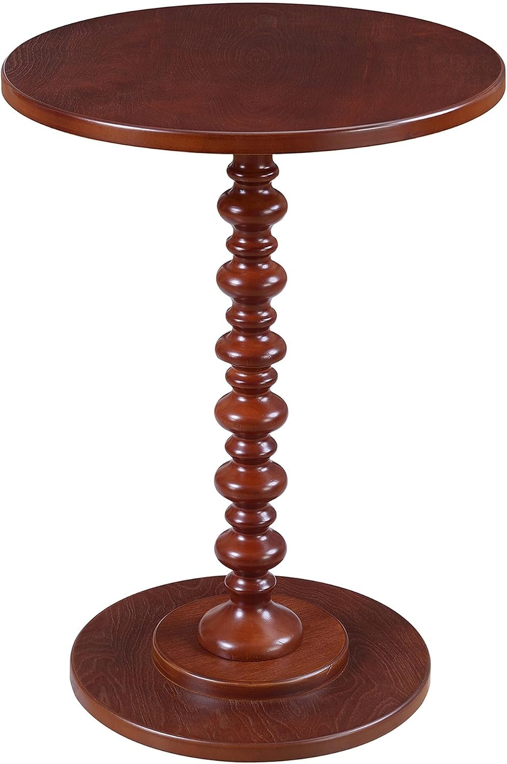 Convenience Concepts Palm Beach Spindle Table 17.75" - Traditional Round End Table for Living Room, Turned Solid Wood Side Table, Classic Display Pedestal Table, Espresso