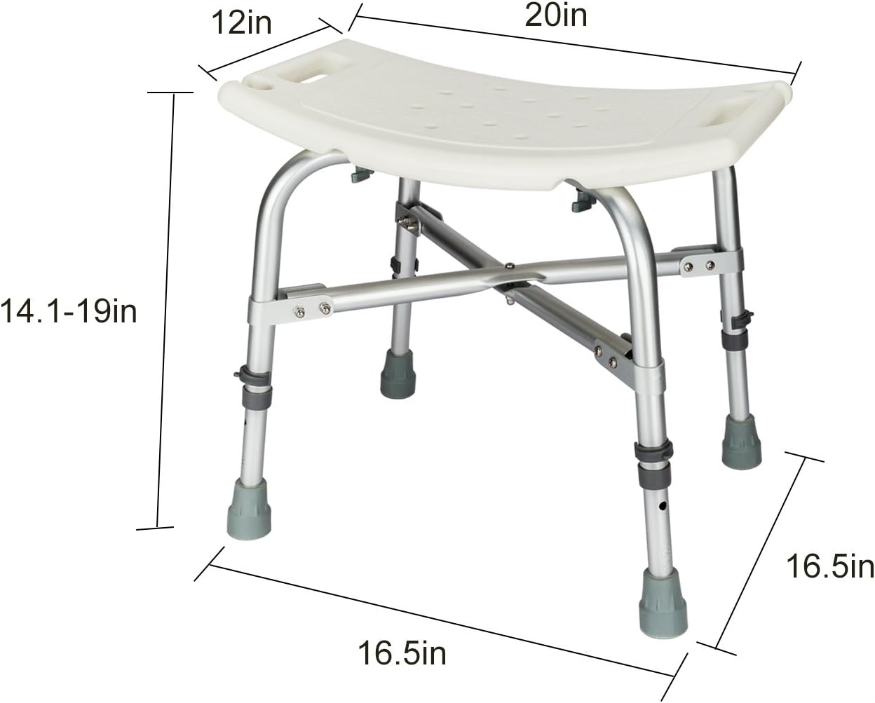 Shower Stool, Spa Bathtub Shower Lift Chair, Protable Bath Seat, Adjustable Shower Bench, White Bathtub Lift Chair with 1.25mm Cross Brace