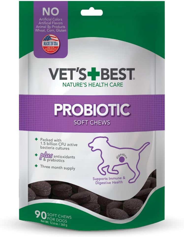 Vet's Best Probiotic Soft Chews for Dogs, Digestive Aid, 30 Day Supply | Probiotic Soft Chews, Supports Digestive Health & Healthy Gut Flora, Daily Supplement for Dogs, 30 Day Supply