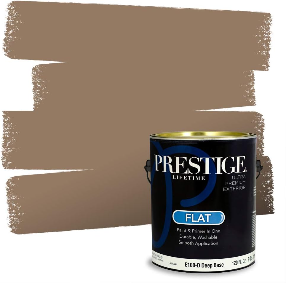 PRESTIGE Paints Exterior Paint and Primer In One, 1-Gallon, Flat, Comparable Match of Sherwin Williams* Sable*