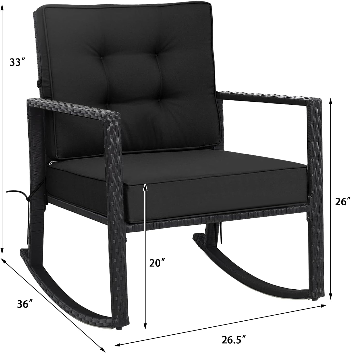 Tangkula Wicker Rocking Chair, Outdoor Glider Rattan Rocker Chair with Heavy-Duty Steel Frame