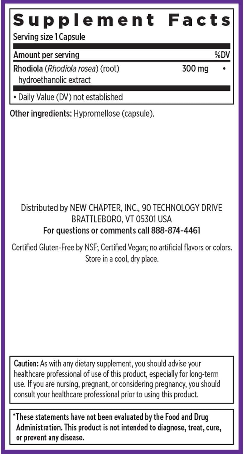 New Chapter Rhodiola Force 300mg with Potent Vegan Rhodiola for Mental Focus & Stamina
