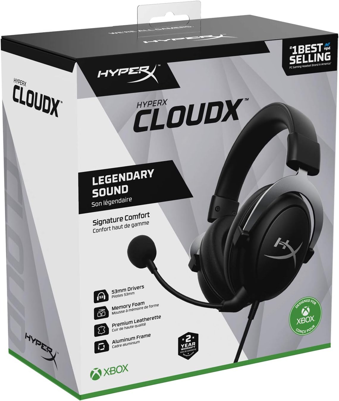 HyperX CloudX, Official Xbox Licensed Gaming Headset, Compatible with Xbox One and Series X|S, Memory Foam Ear Cushions