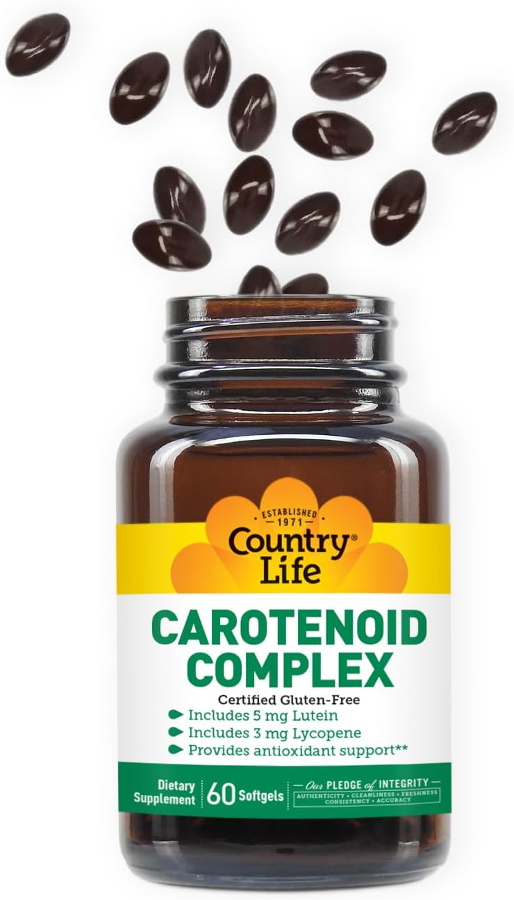 Country Life Carotenoid Complex with Lutein and Lycopene, 60 Softgels | Antioxidant support with beta-carotene