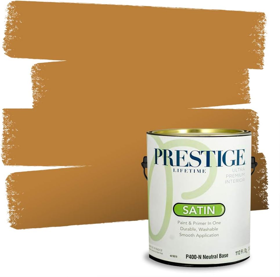 PRESTIGE Paints Exterior Paint and Primer In One, 1-Gallon, Satin, Comparable Match of Sherwin Williams* Cachet Cream*