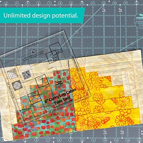 Creative Grids Curvy Log Cabin Trim Tool Quilt Ruler – CGRJAW6 – Made in USA, 6-1/2in x 6-1/2in, Non-Slip Grip Acrylic Quilting, Sewing, Crafting