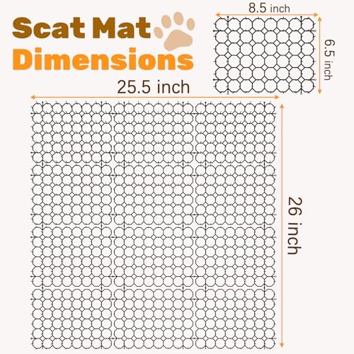 8.5 X 6.5 Inch Scat Mat for Cats with 12 Garden Staples & 12 Ties, 24 Pack Cat Deterrent Mat for Garden Fence & Animal Barrier