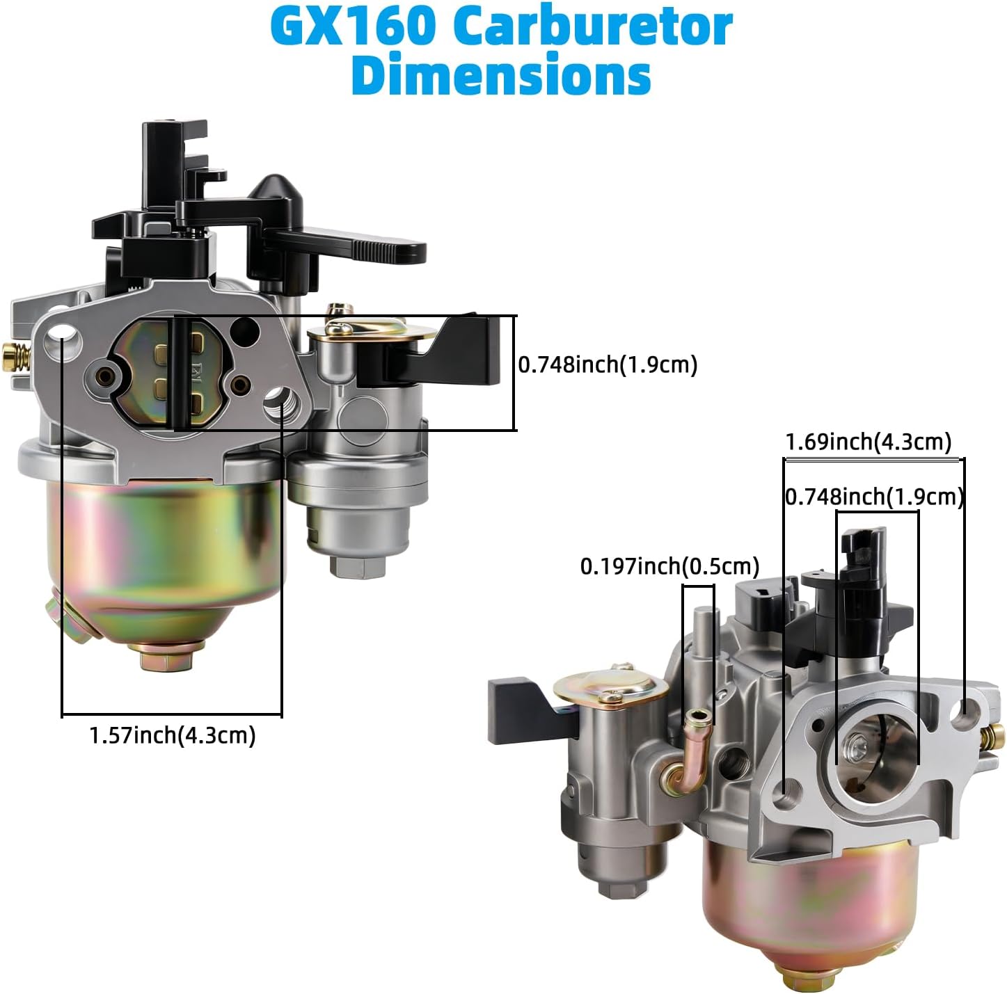GX160 Carburetor Compatible with 212cc Predator 224cc 196cc 200cc Minibike GX120 GX168 GX200 GX140 Engine 5.5HP 6.5HP Pressure Washer Baja 200 Go