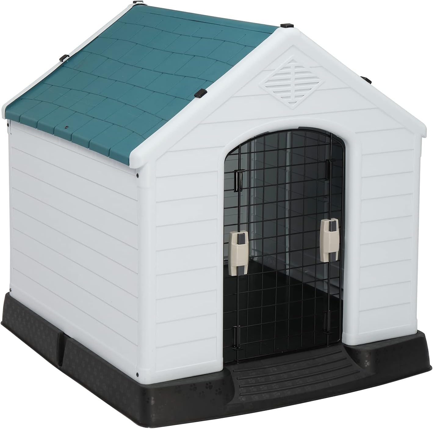 Bonnlo Plastic Dog House, 33" Pet Dog Kennel with Door Water Resistant for Small Medium Sized Dogs, Indoor & Outdoor Use (32.7" H)