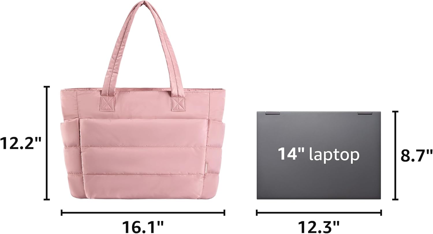 BAGSMART Tote Bag for Women, Lightweight Puffy Tote Bag with Compartments Shoulder Bag Handbag for Travel, Work, Gym | Lightweight