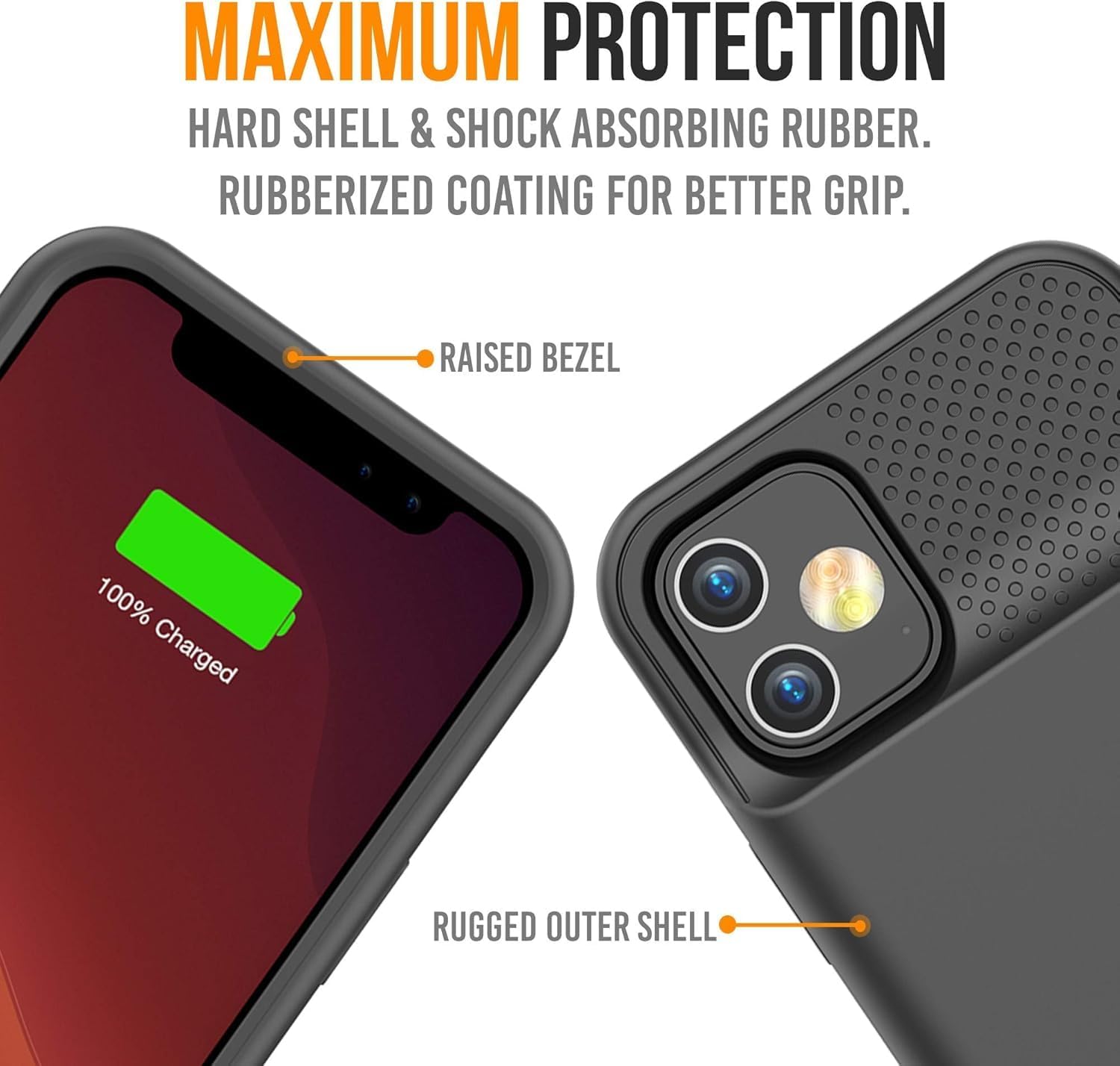 Alpatronix Battery Case for iPhone 12 Mini and iPhone13 Mini (5.4 inch), Slim Portable Protective Extended Charger Cover with Wireless Charging
