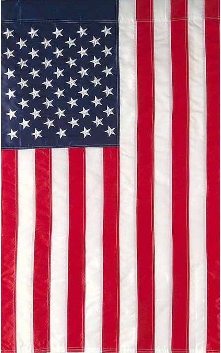 Tea Stained Applique & Embroidered American Flag House Flag USA 28" x 50"