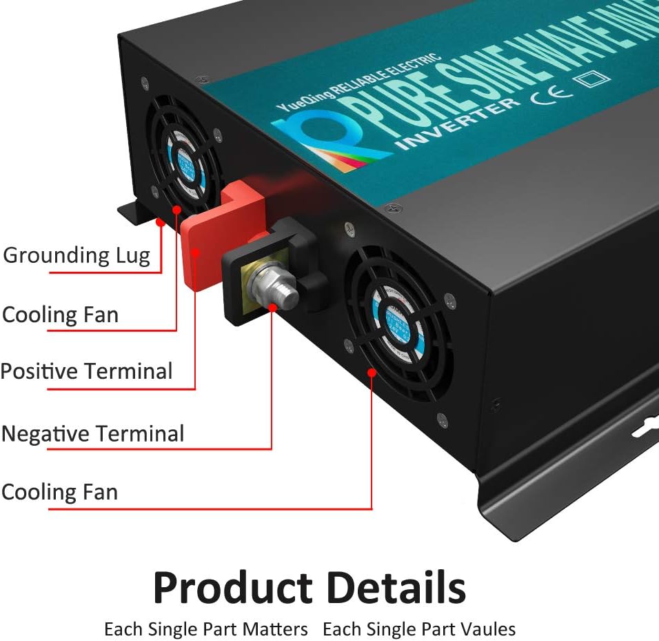 WZRELB 4000W 12V Dc to 120V AC Pure Sine Wave Solar Power Inverter