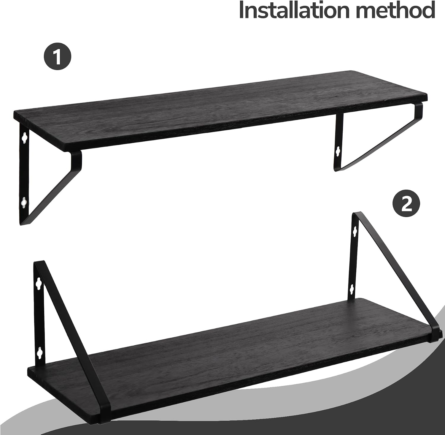 BAMEOS Floating Shelves Rustic Wood Wall Shelf, Small Bookshelf for Living Room, Office, Bedroom, with Metal Bracket