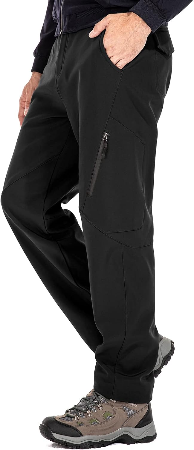 Men's Waterproof Pants Fleece Lined Insulated Winter Hiking Ski Snow Pants
