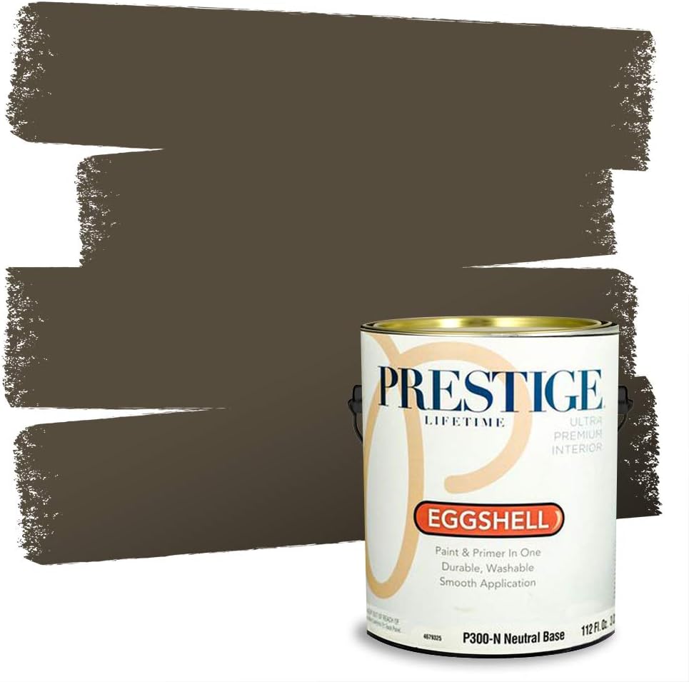 PRESTIGE Paints Exterior Paint and Primer In One, 1-Gallon, Flat, Comparable Match of Sherwin Williams* Grizzle Gray*